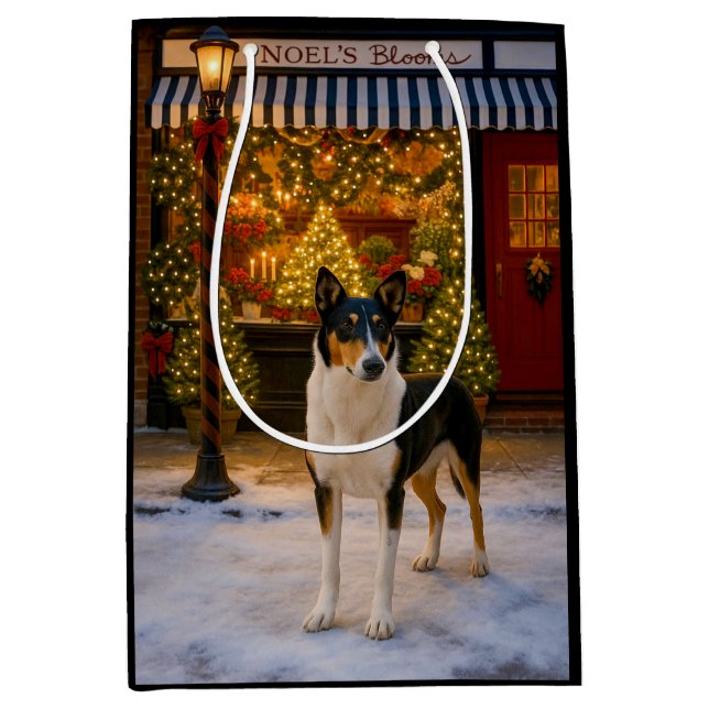 Bolsa De Regalo Mediana Smooth Collie Holiday  (Anverso)