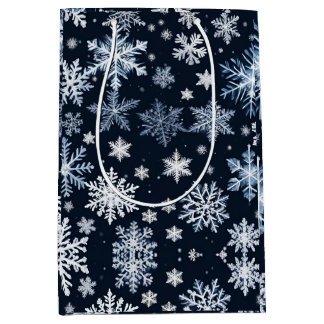 Bolsa De Regalo Mediana Snowflakes Winter Design Blue Cold Cute