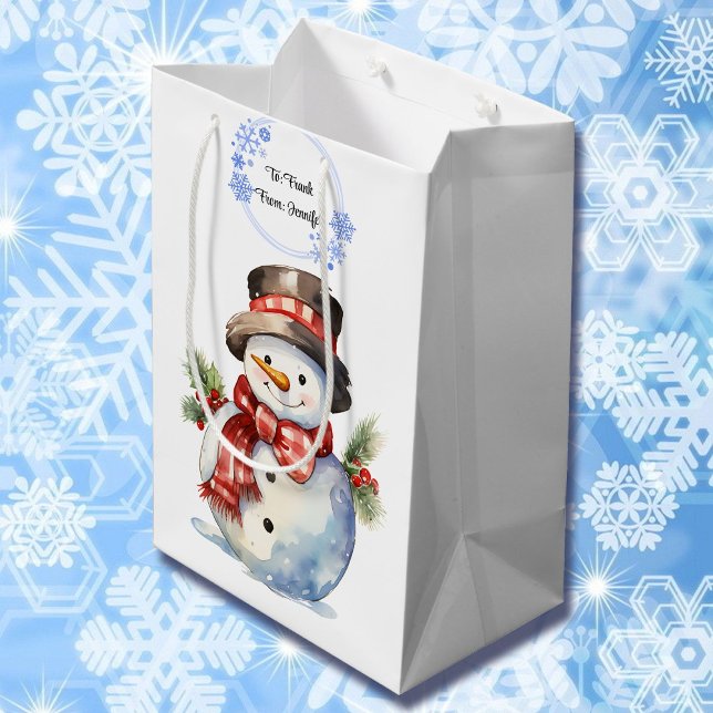 Bolsa De Regalo Mediana Snowman agrega nombres a Navidades adorables (Subido por el creador)