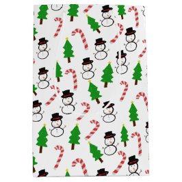 Bolsa De Regalo Mediana Snowman Candy Cane Christmas Tree