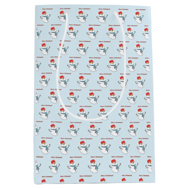 Bolsa De Regalo Mediana Snowman. Merry Christmas. (Anverso)