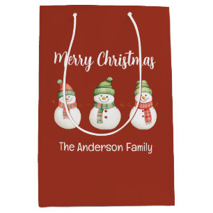 Bolsa De Regalo Mediana Snowmen personalizado de navidad