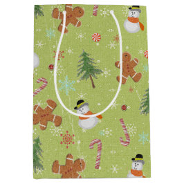 Bolsa De Regalo Mediana Snowmen y Candy Canes