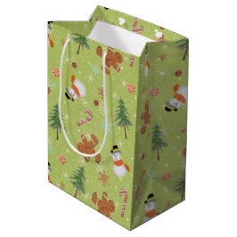 Bolsa De Regalo Mediana Snowmen y Candy Canes