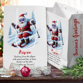 Bolsa De Regalo Mediana Snowowley Moderno Ski Santa Navidades Rojos Y Blan