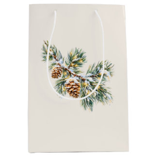 Bolsa De Regalo Mediana Snowy Pine Branch