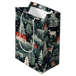 Bolsa De Regalo Mediana Snowy Winter Farmhouse 
