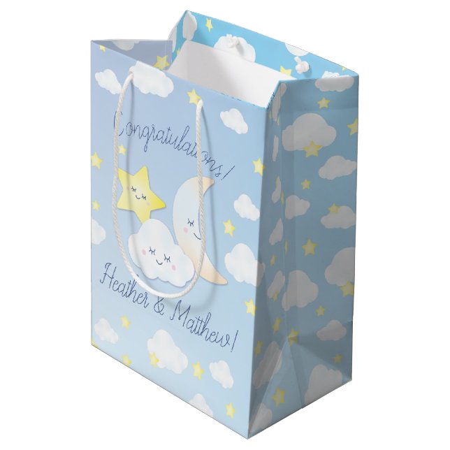 Bolsa De Regalo Mediana Sobre la luna y las estrellas (Angulo reverso)