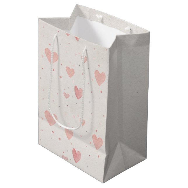 Bolsa De Regalo Mediana Soft Pink Hearts Gift Bag (Angulo Anverso)