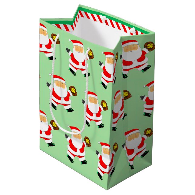 Bolsa De Regalo Mediana Softball Christmas Holiday Medium Gift Bag (Angulo Anverso)