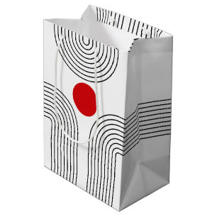 Bolsa De Regalo Mediana Sol rojo y arcos blancos y negros de mediados del
