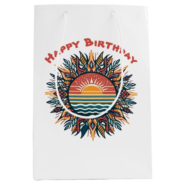 Bolsa De Regalo Mediana Sol Tribal de Verano (Anverso)