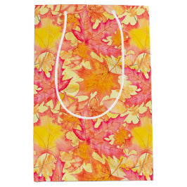 BOLSA DE REGALO MEDIANA SOMBRAS DE HOJAS DE NARANJA Y DE OTOÑO AMARILLO Y