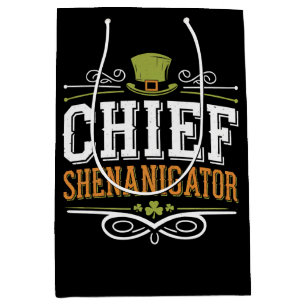 Bolsa De Regalo Mediana Sombrero Retro de Duende Afortunado Jefe Shenaniga