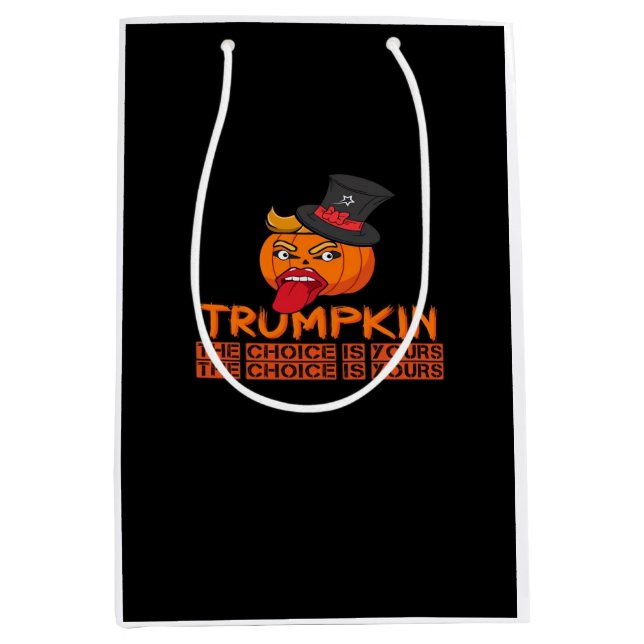 Bolsa De Regalo Mediana Sombrero superior y lengua de Trumpkin Halloween f (Anverso)