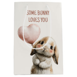 Bolsa De Regalo Mediana Some Bunny Loves You with Heart Balloon