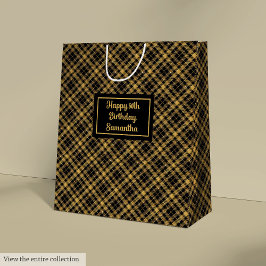 Bolsa De Regalo Mediana Sophisticated Black Gold Glitter Name Gift Bag