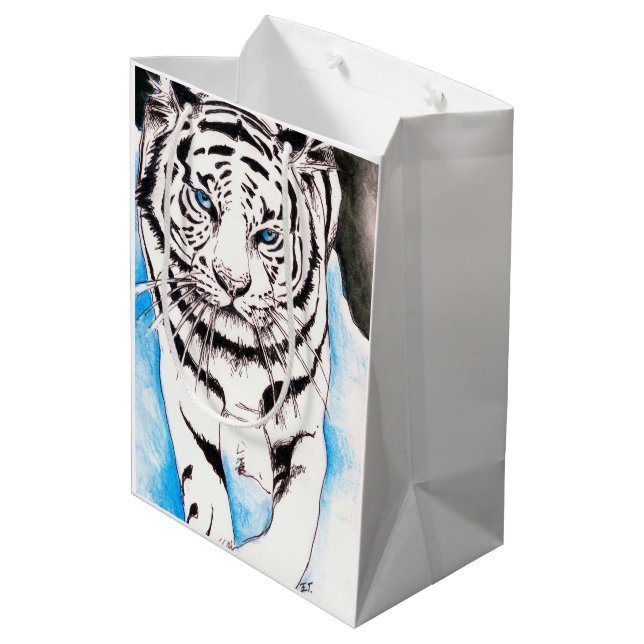 Bolsa De Regalo Mediana Sow de tigre blanco siberiano (Angulo reverso)