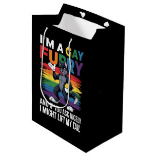 Bolsa De Regalo Mediana Soy un zorro lobo arcoíris gay y orgulloso furry d