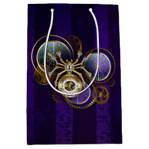 Bolsa De Regalo Mediana Spider Steampunk sobre fondo morado