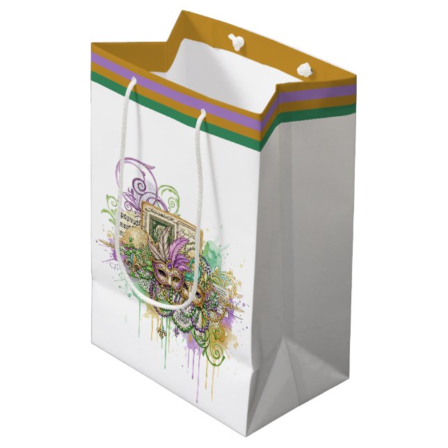 Bolsa De Regalo Mediana Splatter Mardi Gras collage (Angulo Anverso)