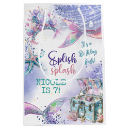 Bolsa De Regalo Mediana Splish splash magia de la sirena cumpleaños bash
