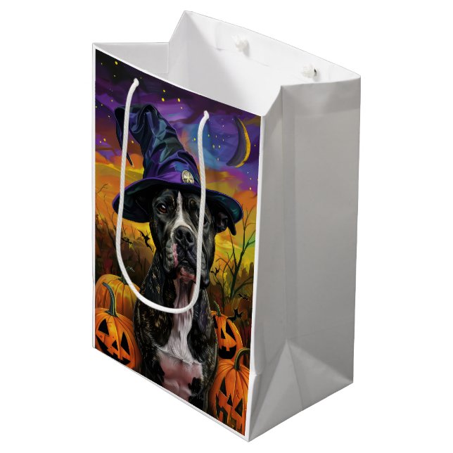 Bolsa De Regalo Mediana Spooky American Staffordshire Halloween (Angulo Anverso)