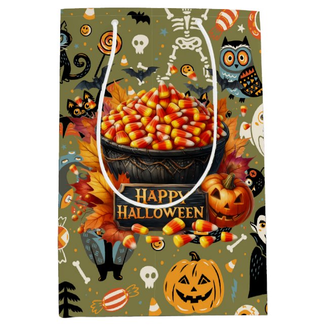 Bolsa De Regalo Mediana Spooky Halloween Green (Anverso)