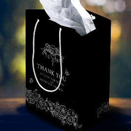 Bolsa De Regalo Mediana Spring fleur de lis boda blanco negro gracias