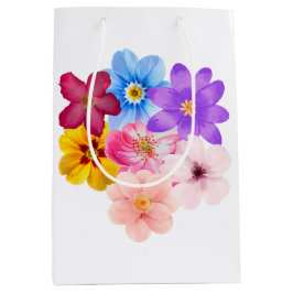 Bolsa De Regalo Mediana Spring Harmony - Mixed Watercolor Flower Bouquet