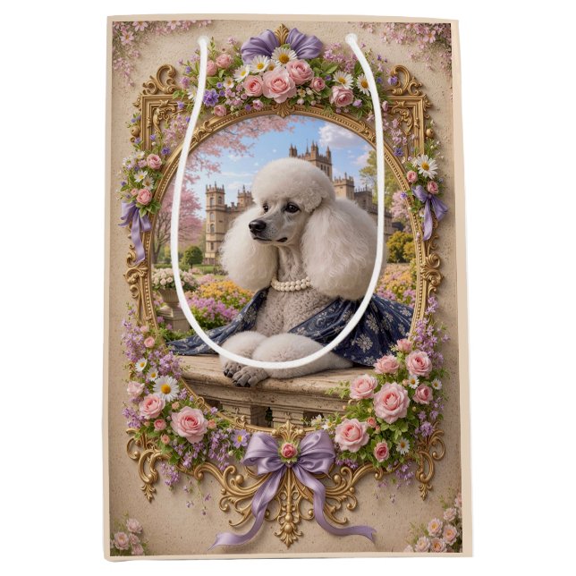 Bolsa De Regalo Mediana Spring Is In The Air, Poodle  (Anverso)