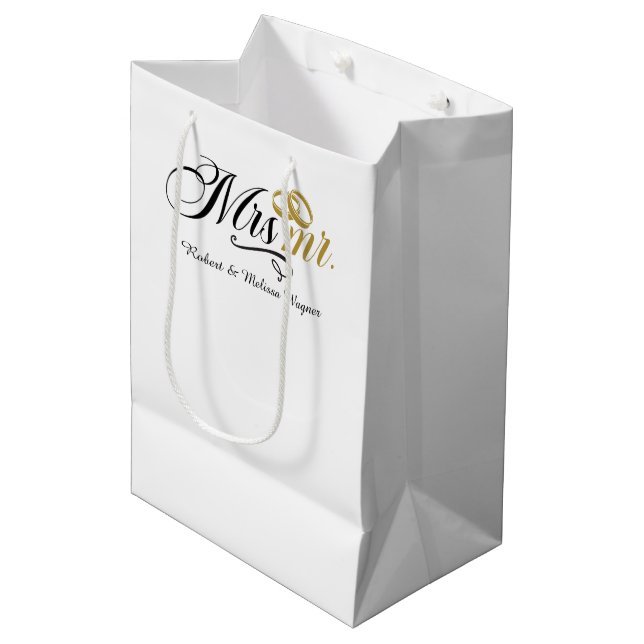 Bolsa De Regalo Mediana Sra. Sr. Personalizable Boda (Angulo Anverso)