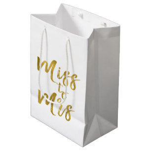 Bolsa De Regalo Mediana Srta. Bridal Shower Fiesta Relieve metalizado dora