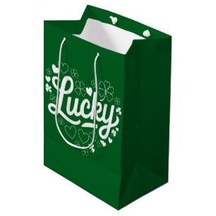 Bolsa De Regalo Mediana St Patrick's Day Heart Lucky Clover Shamrock