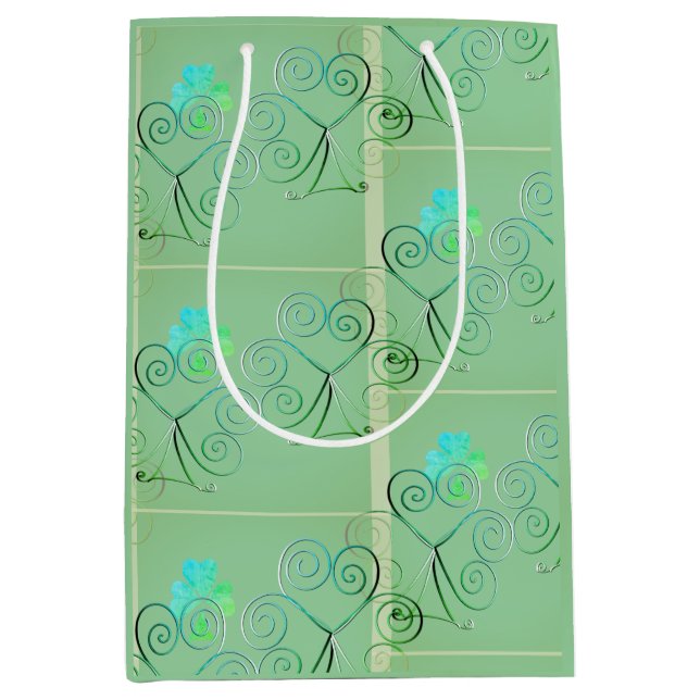 Bolsa De Regalo Mediana  St Patrick's Day Shamrock Misty Green (Anverso)