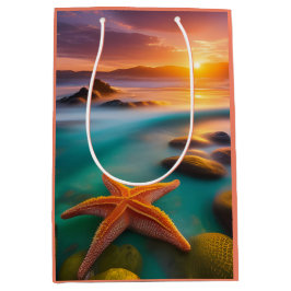 Bolsa De Regalo Mediana Starfish en la playa en Dawn