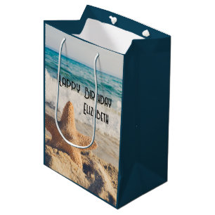 Bolsa De Regalo Mediana Starfish en una foto de una playa de arena