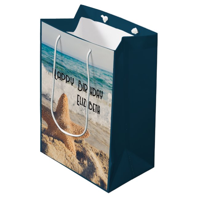 Bolsa De Regalo Mediana Starfish en una foto de una playa de arena (Angulo Anverso)