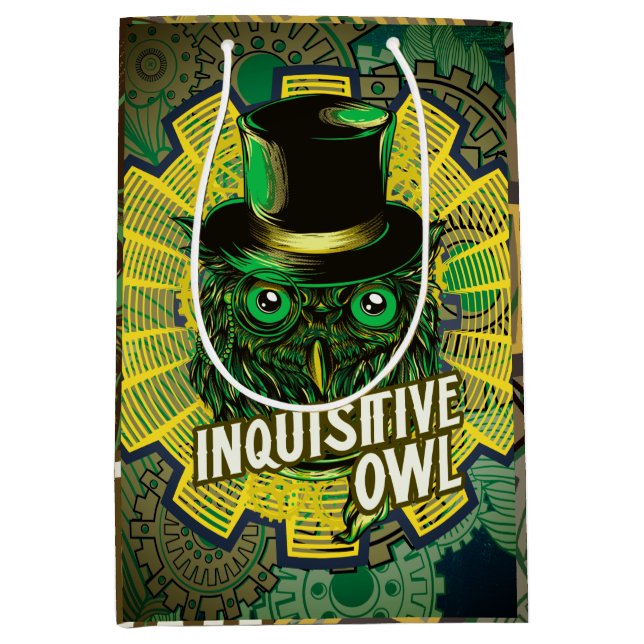 Bolsa De Regalo Mediana Steampunk Owl (Anverso)