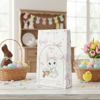 Bolsa De Regalo Mediana Strawberry Gaze Bunny - Cute Anime Eyes & Ribbon