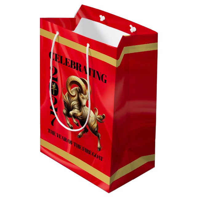 Bolsa De Regalo Mediana Stunning Chinese Year of the Fire Horse 2026 (Angulo reverso)
