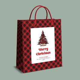 Bolsa De Regalo Mediana Stylish buffalo plaid gift bag Christmas custom