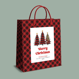 Bolsa De Regalo Mediana Stylish red black tartan Christmas bag personalize