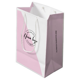 Bolsa De Regalo Mediana Su logo va aquí Modern Pink Corporation