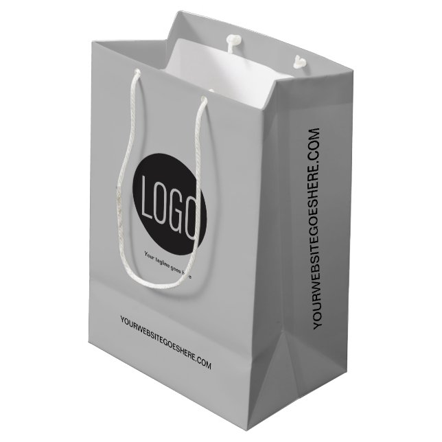 Bolsa De Regalo Mediana Su logo va aquí personalizado negocios Mod gray (Angulo reverso)