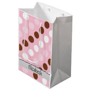 Bolsa De Regalo Mediana Su nombre - lunares, modelo punteado - rosa