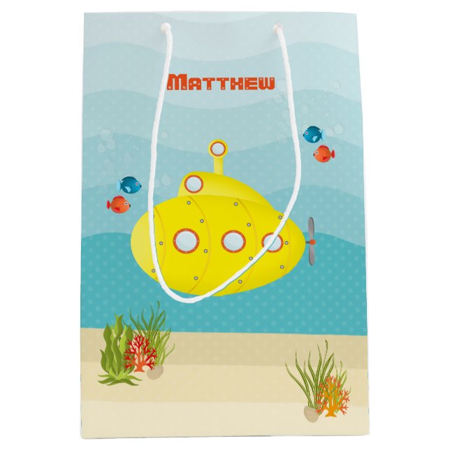 Bolsa De Regalo Mediana Submarino Amarillo Mar Profundo (Anverso)