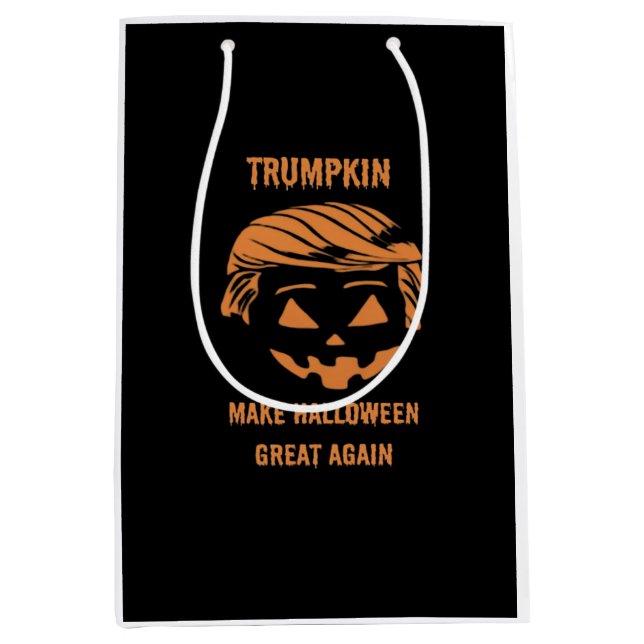 Bolsa De Regalo Mediana Sudadera, Trumpkin, Halloween Merch Classic (Anverso)
