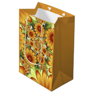 Bolsa De Regalo Mediana Sueño floral, flores abstractas modernas arte frac