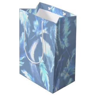 Bolsa De Regalo Mediana sueños dulces - plumas de acuarela cianotípica :